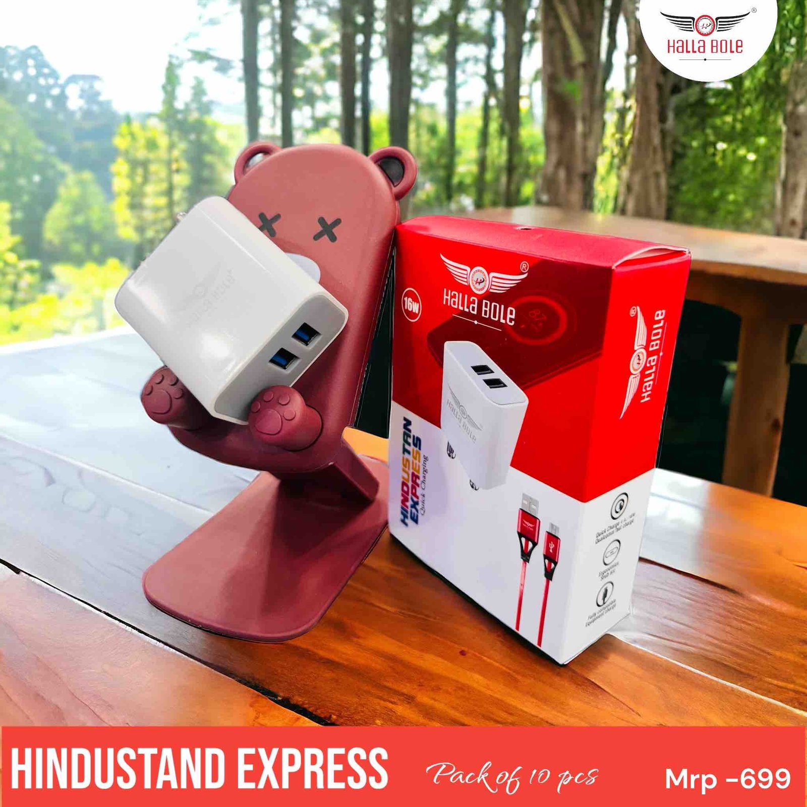 Hindustan Express 2usb charger  with cable (6MONTH GUARANTEE)