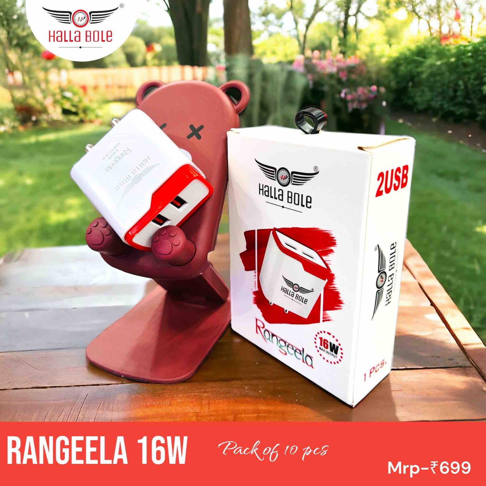 Rangilla charger 2usb with cable  (6MONTH GUARANTEE)