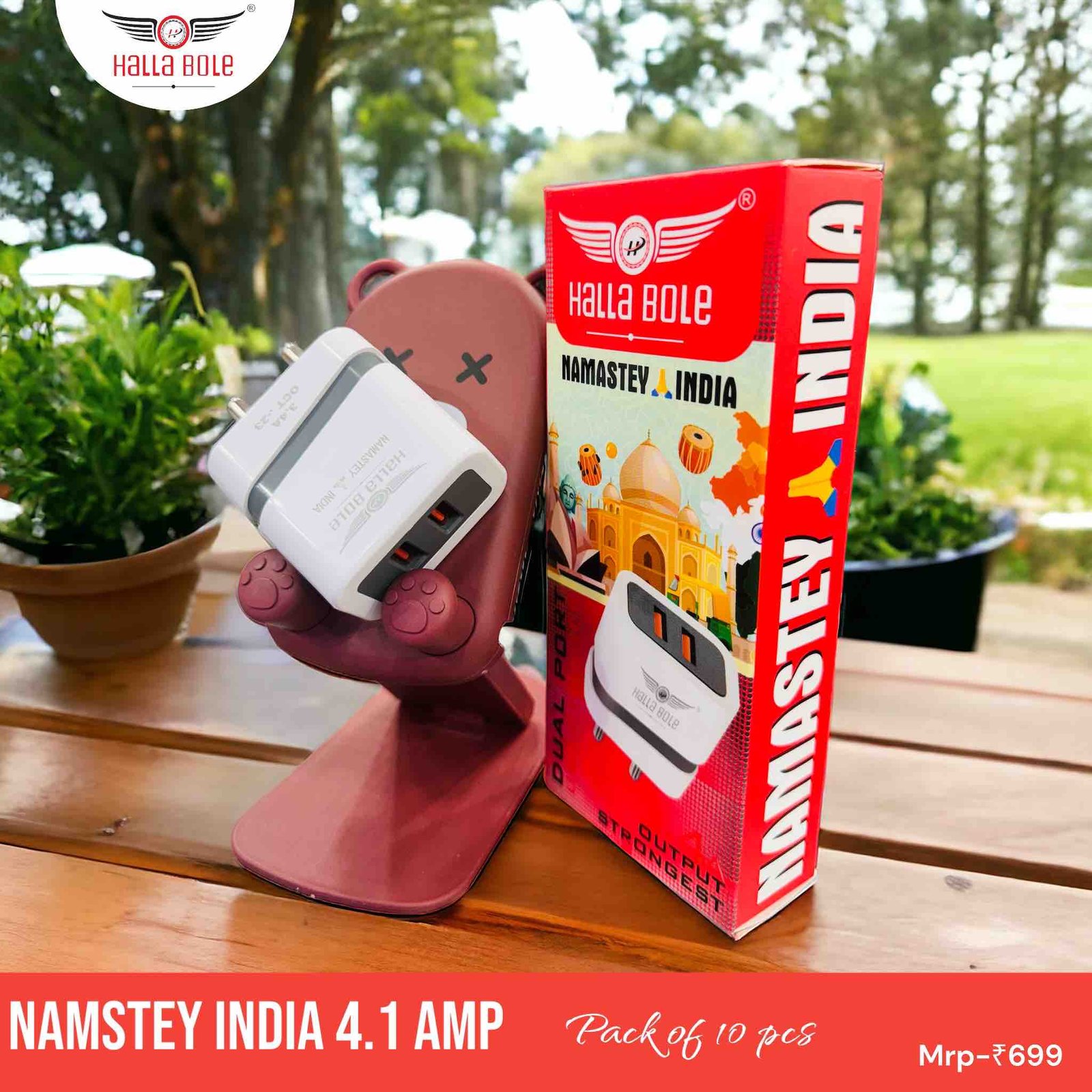 Namstey India 2usb charger with cable (6MONTH GUARANTEE)