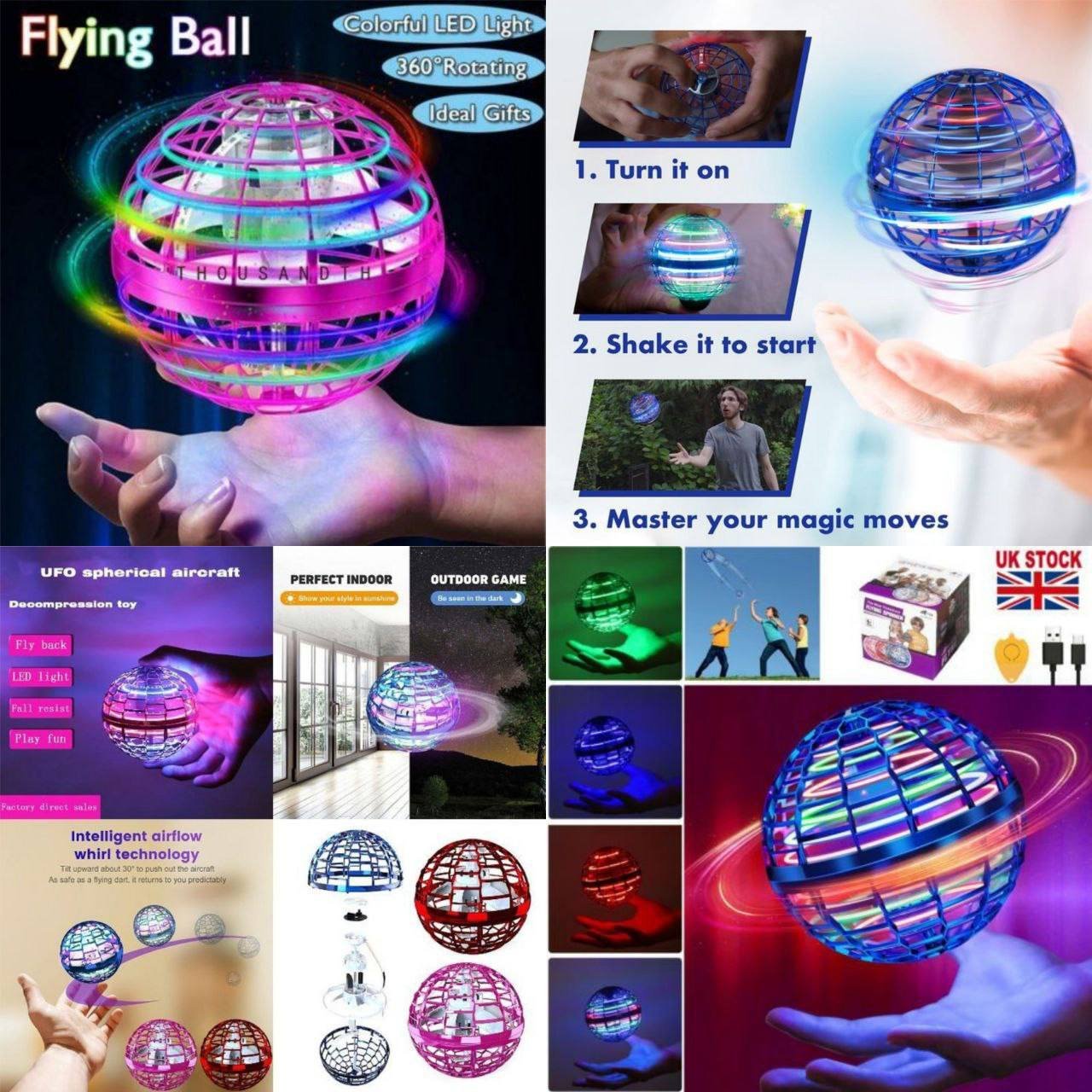 UFO Flying Spinner LED Ball ( imported fresh maal
