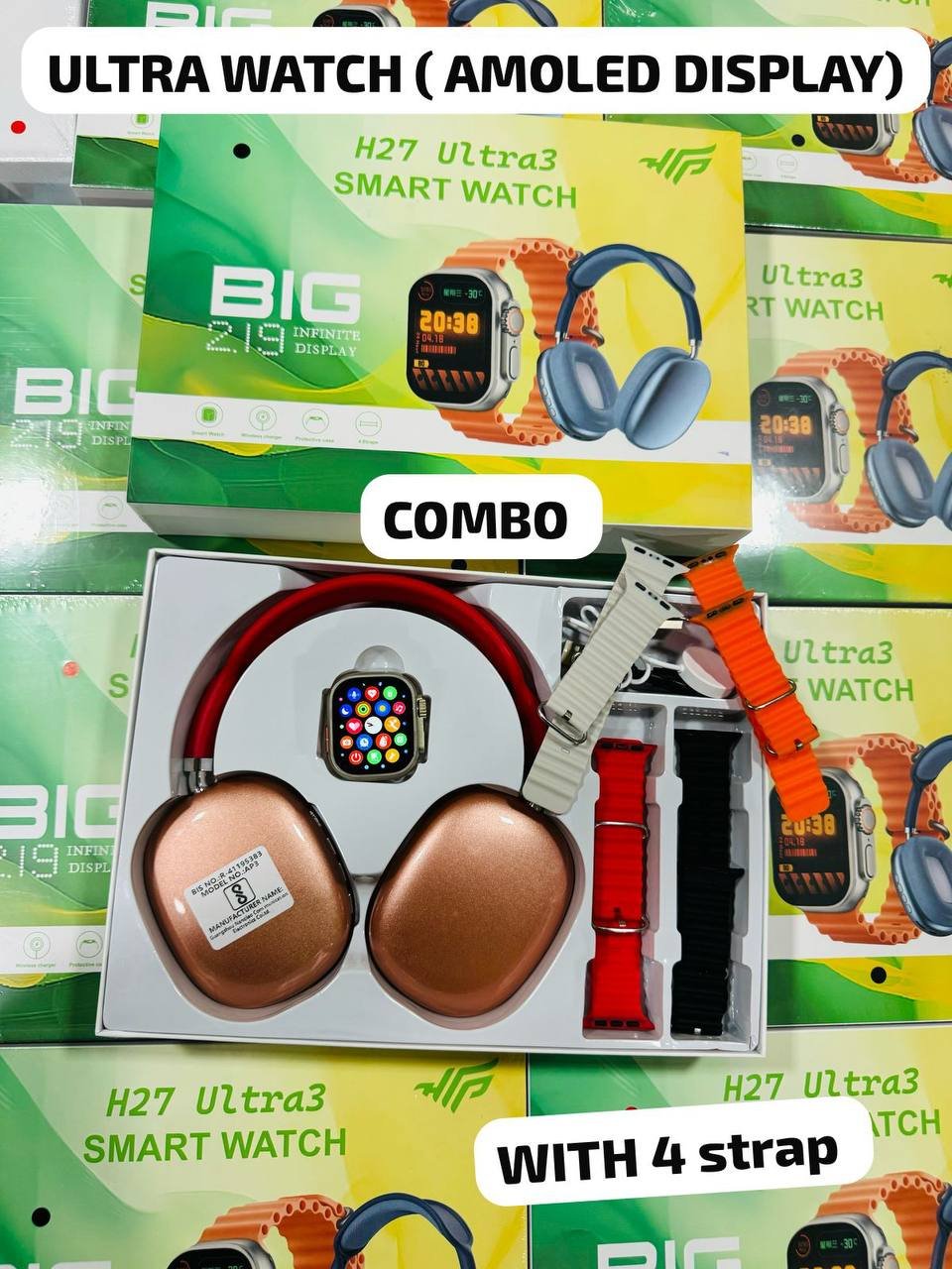 P9 ultra combo(Headphon and watch) strap AMOLED DISPLAY 