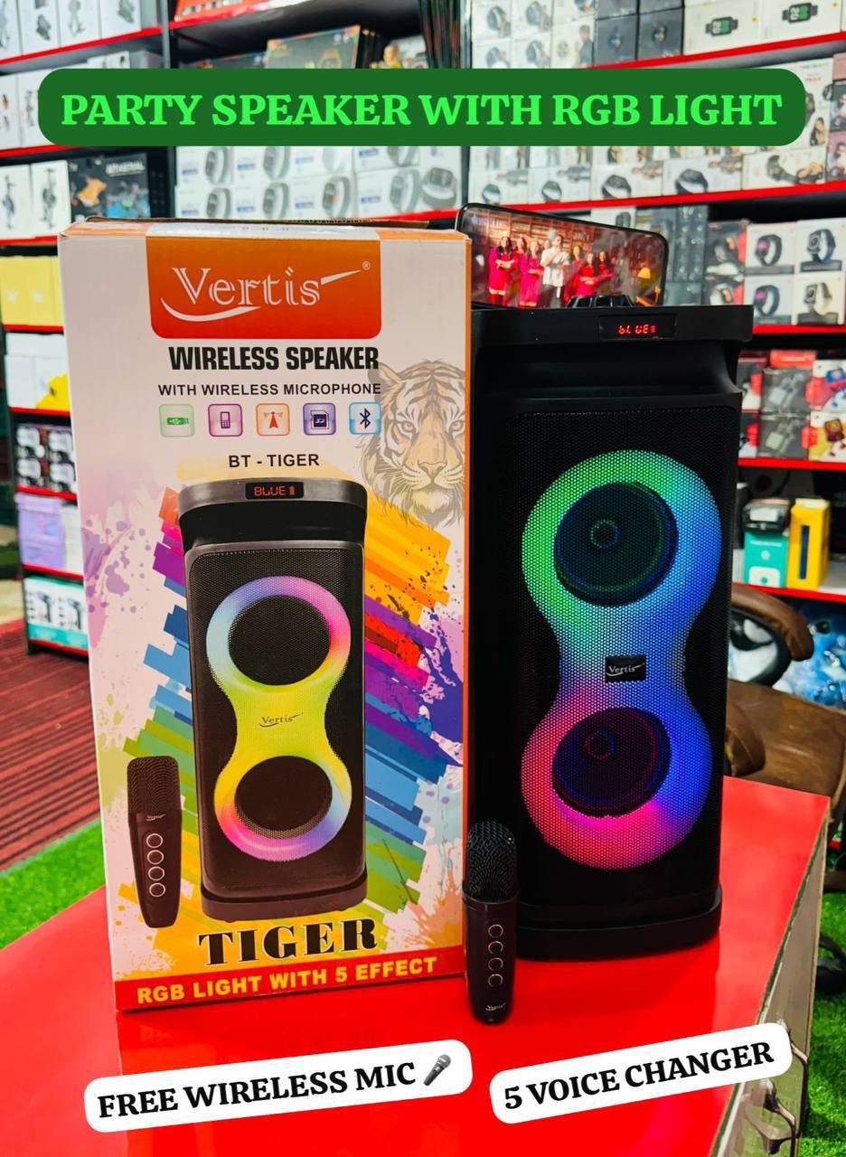 Vertis big size party speaker with wireless mic voice change voice k sath
