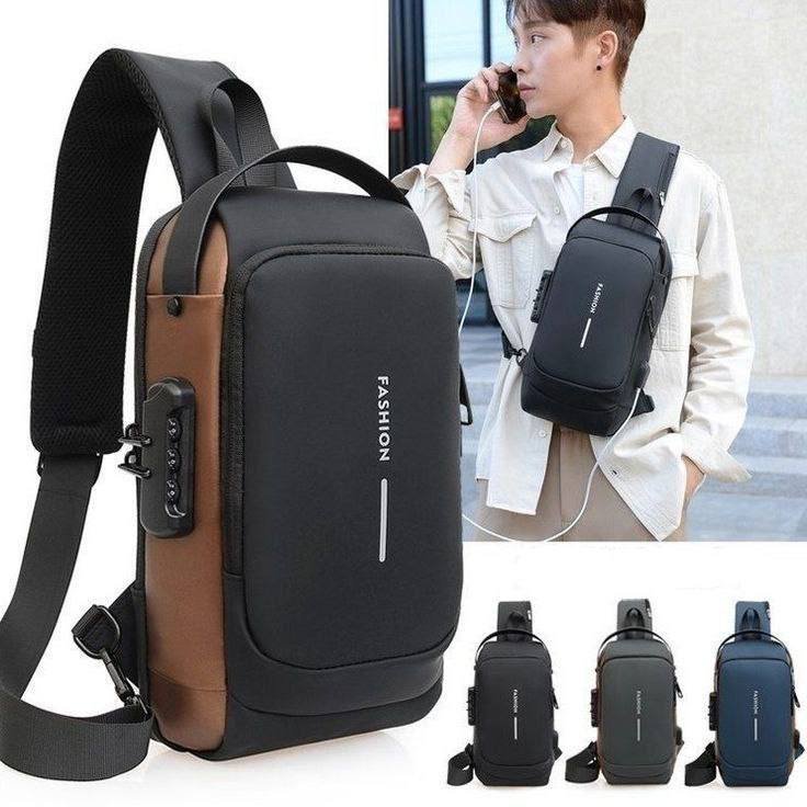 Waterproof Multi-Use Chest Bag With Power Bank Slot & Premium Quality (Imported)