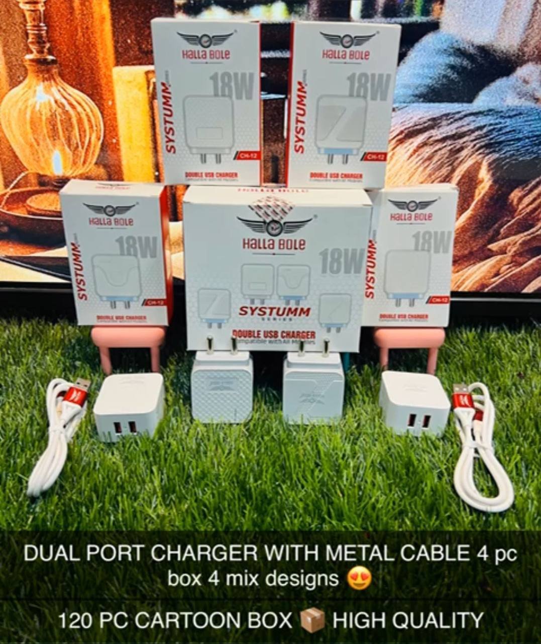 Systum 2 usb charger with cable free inside 6 month warranty ( 4 model in 1 pack )